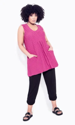 City Chic Zim & Zoe Purple Textured Swing Vest