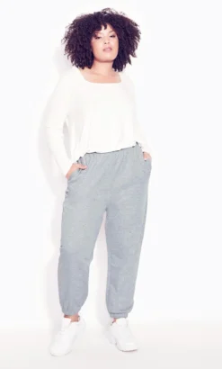 City Chic Zim & Zoe Grey Jersey Joggers