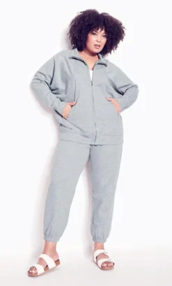 City Chic Zim & Zoe Grey Jersey Joggers -Bold Fit Store 215080LIGHTGREYMARLE 5