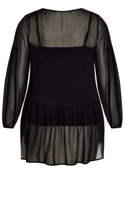 Avenue Black Sheer Smock Blouse -Bold Fit Store 215090BLACK 6