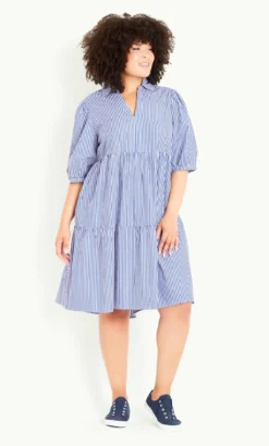 Evans Blue Pippa Pinstripe Dress