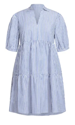 Evans Blue Pippa Pinstripe Dress -Bold Fit Store 215125BLUESTRIPE 3