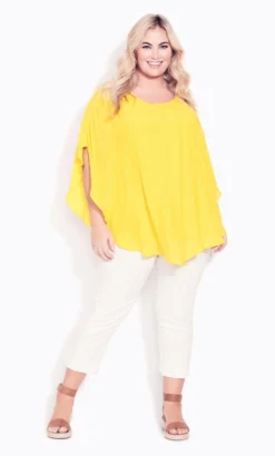 Avenue Yellow Cut Out Back Top -Bold Fit Store 215167GOLD 6