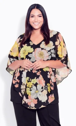 Avenue Ave Studio Black Everly Overlay Top