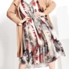 City Chic Brown Abstract Print Midi Smock Dress