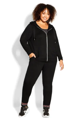 Avenue Black Stripe Hem Joggers