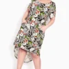 City Chic Zim & Zoe Khaki Callie Print Dress