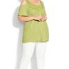 Avenue Green Simone Cold Shoulder Plain Top
