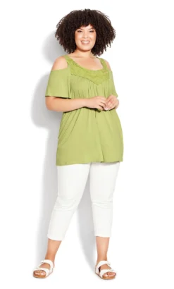 Avenue Green Simone Cold Shoulder Plain Top