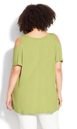 Avenue Green Simone Cold Shoulder Plain Top -Bold Fit Store 215352AVOCADOOMBRETILE 3