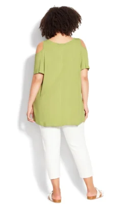 Avenue Green Simone Cold Shoulder Plain Top -Bold Fit Store 215352AVOCADOOMBRETILE 4