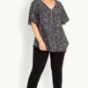 Evans Black Melina Flutter Spot Top
