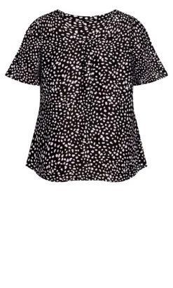 Evans Black Melina Flutter Spot Top -Bold Fit Store 215455BLACKLILACSPOT 5