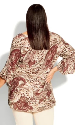 Avenue Brown Abby Pintuck Top -Bold Fit Store 215472IVORYPAISLEY 3