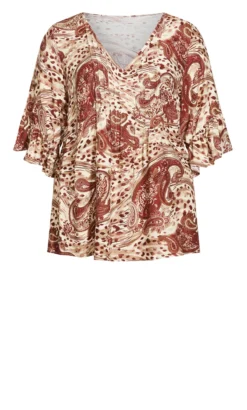 Avenue Brown Abby Pintuck Top -Bold Fit Store 215472IVORYPAISLEY 5