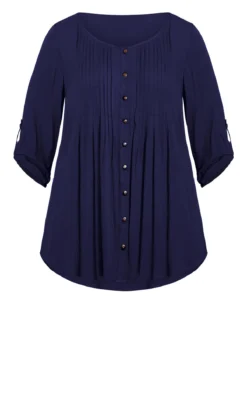 Avenue Navy Sandy Pintuck Plain Shirt -Bold Fit Store 215480NAVY 5