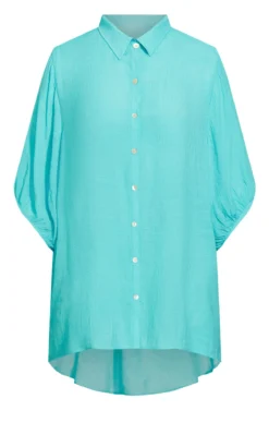 Avenue Blue Renata Longline Shirt -Bold Fit Store 215489TURQUOISE 5