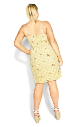 City Chic Yellow Eleanor Dress -Bold Fit Store 215499GINGHAMFLORAL 103