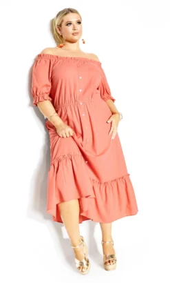 City Chic Orange Alice Dress -Bold Fit Store 215504PEACH 102