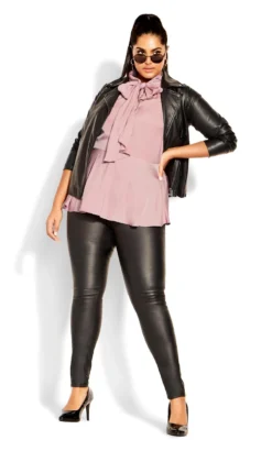 City Chic Pink Neck Tie Satin Top 8 City Chic Pink Neck Tie Satin Top -Bold Fit Store 215566ROSEBUD 2