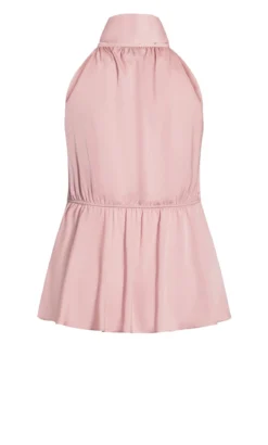 City Chic Pink Neck Tie Satin Top 11 City Chic Pink Neck Tie Satin Top -Bold Fit Store 215566ROSEBUD 6