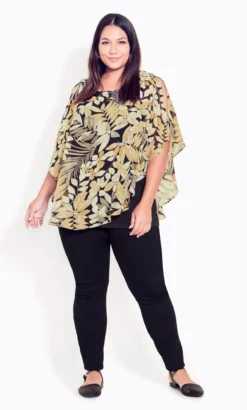 City Chic Ave Studio Neutral Exotic Tropics Top