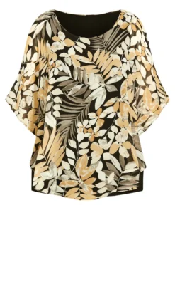 City Chic Ave Studio Neutral Exotic Tropics Top -Bold Fit Store 215822MONOTROPICS 5