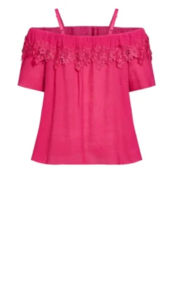 Avenue Pink Lace Detail Bardot Top -Bold Fit Store 215838BERRY 6