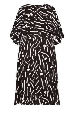 City Chic Loralette Black & White Abstract Print Midi Dress -Bold Fit Store 215877FALLINGBARK 4
