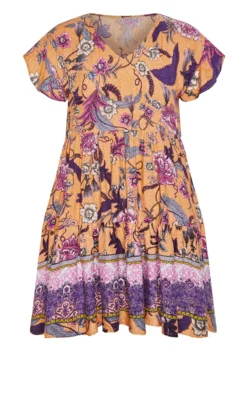 City Chic Loralette Orange Unwind Tier Dress -Bold Fit Store 215885PEACHDULCIE 3