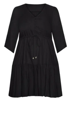 City Chic Black Long Sleeve Smock Dress -Bold Fit Store 215888BLACK 3