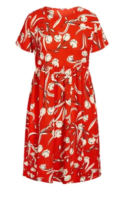 Avenue Loralette Orange Doll Up Print Dress -Bold Fit Store 215890ORIGAMIFLOWER 3
