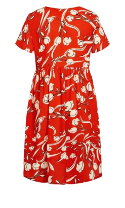 Avenue Loralette Orange Doll Up Print Dress -Bold Fit Store 215890ORIGAMIFLOWER 4