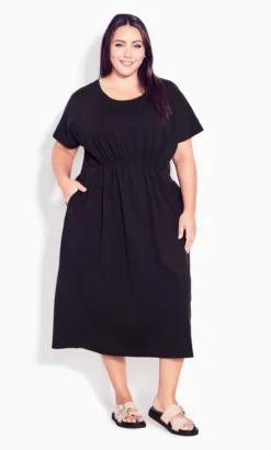 Avenue Evans Black Cool Tie Dress