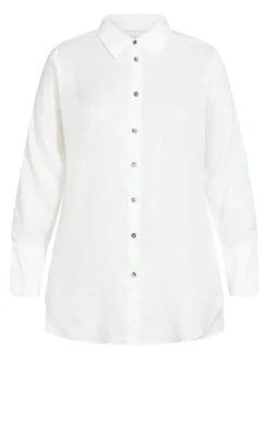 City Chic Isolde Roth White Linen Lane Shirt -Bold Fit Store 215911WHITE 5