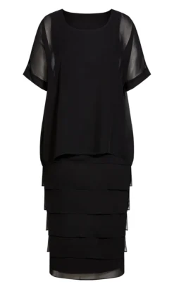 Avenue Black Tiered Midi Dress 6 Avenue Black Tiered Midi Dress -Bold Fit Store 215981BLACK 3
