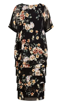 Avenue Evans Black Floral Print Overlay Dress -Bold Fit Store 215982BLACKROSE 4