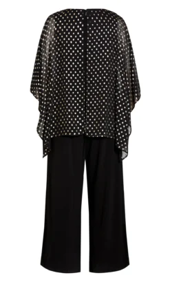 Avenue Black & Gold Polka Dot Cape Sleeve Blouse 11 Avenue Black & Gold Polka Dot Cape Sleeve Blouse -Bold Fit Store 215986BLACK 6