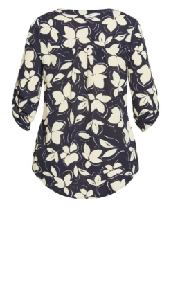 Avenue Evans Black Floral Print Zip Pintuck Blouse -Bold Fit Store 215992MOLLYMOOK 5