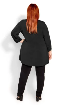Avenue Black Half Placket Tunic Top -Bold Fit Store 215994BLACK 3