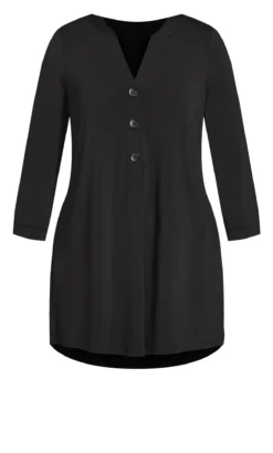 Avenue Black Half Placket Tunic Top -Bold Fit Store 215994BLACK 4
