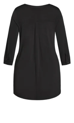 Avenue Black Half Placket Tunic Top -Bold Fit Store 215994BLACK 5