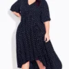 Avenue Black Polka Dot Midi Dress