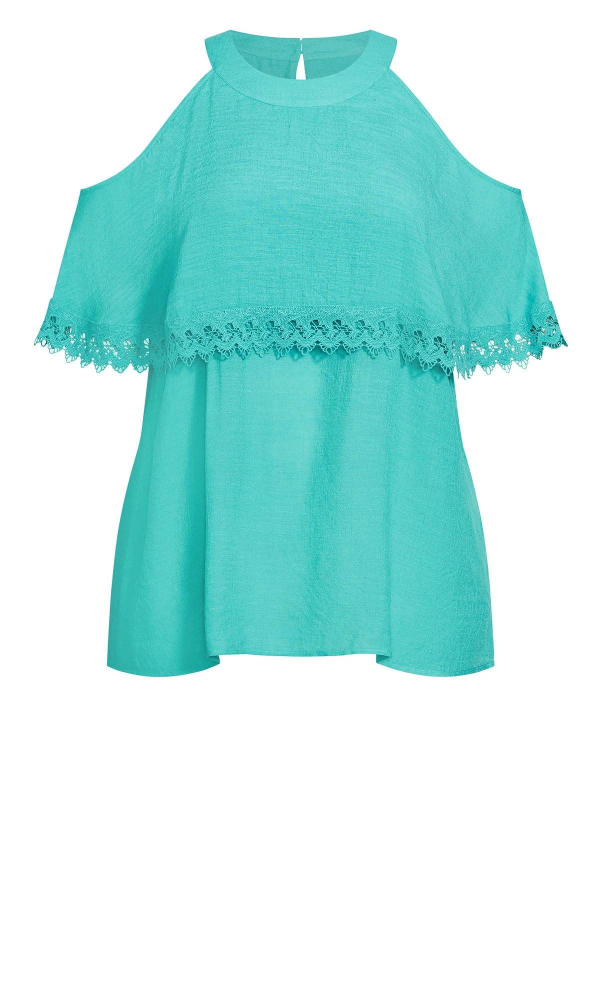 Avenue Teal Blue Crochet Trim Oversized Frill Vest Top 5 Avenue Teal Blue Crochet Trim Oversized Frill Vest Top - Image 5