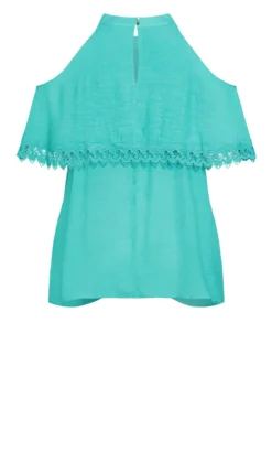 Avenue Teal Blue Crochet Trim Oversized Frill Vest Top 11 Avenue Teal Blue Crochet Trim Oversized Frill Vest Top -Bold Fit Store 216019BALTIC 6