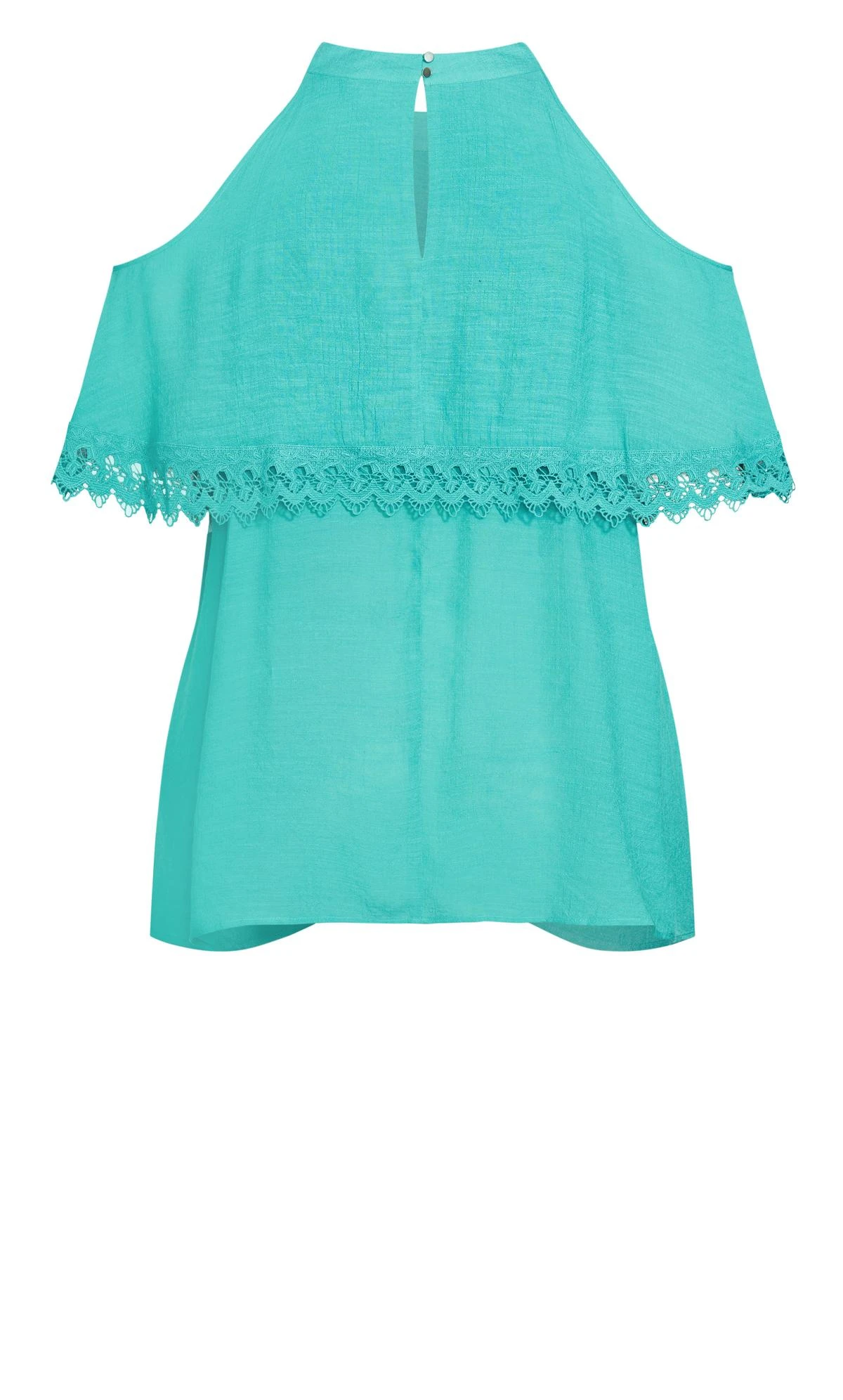 Avenue Teal Blue Crochet Trim Oversized Frill Vest Top 6 Avenue Teal Blue Crochet Trim Oversized Frill Vest Top - Image 6