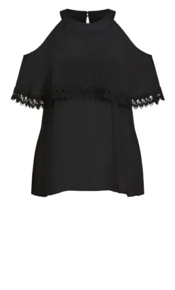 Avenue Black Crochet Trim Oversized Frill Vest Top 10 Avenue Black Crochet Trim Oversized Frill Vest Top -Bold Fit Store 216019BLACK 5