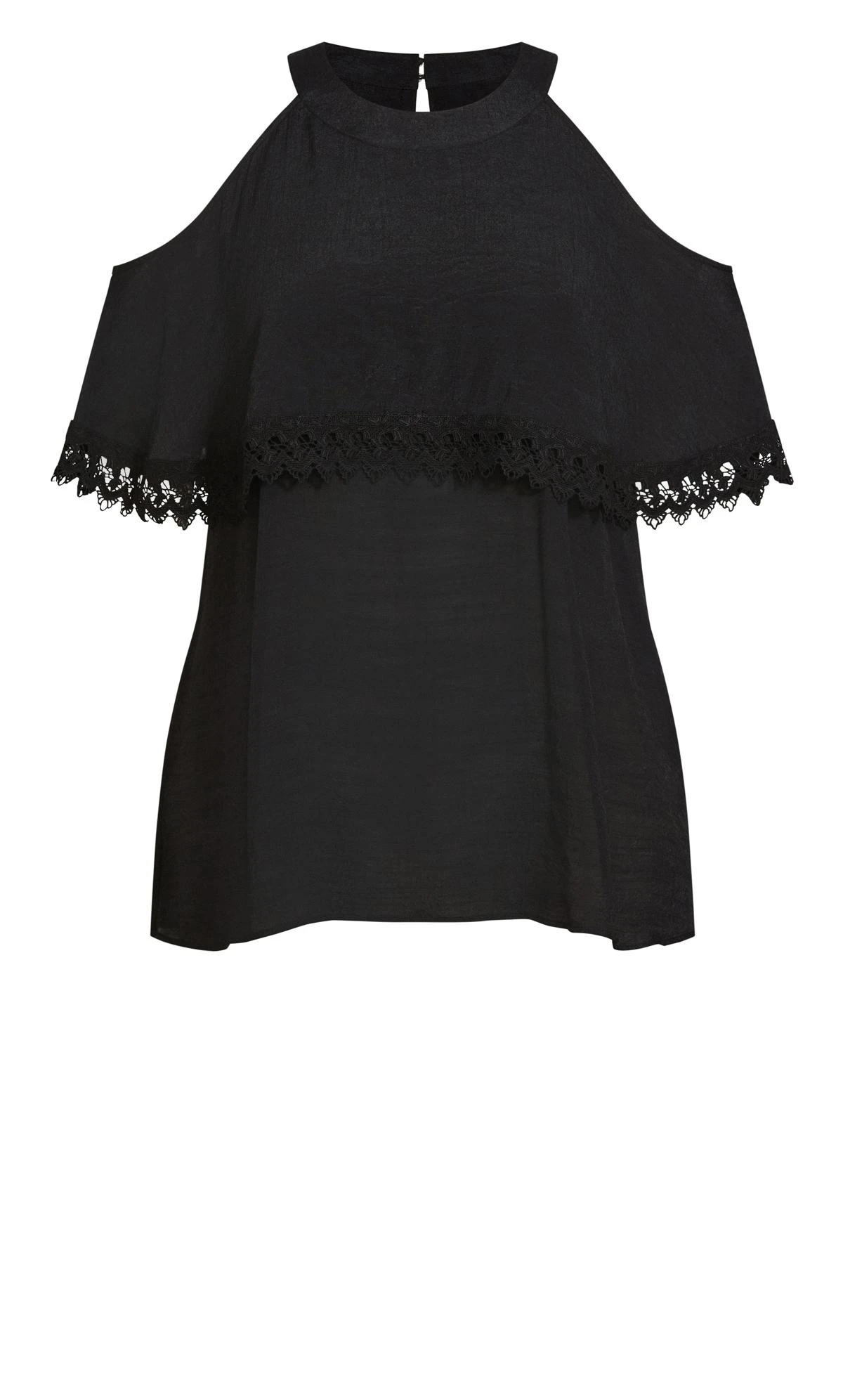 Avenue Black Crochet Trim Oversized Frill Vest Top 5 Avenue Black Crochet Trim Oversized Frill Vest Top - Image 5