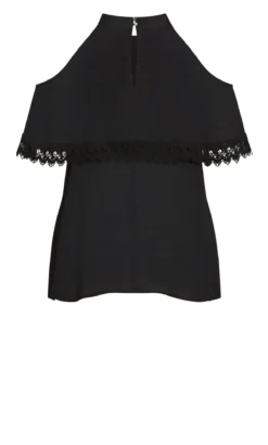 Avenue Black Crochet Trim Oversized Frill Vest Top 11 Avenue Black Crochet Trim Oversized Frill Vest Top -Bold Fit Store 216019BLACK 6