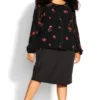 City Chic Black Floral Blouse